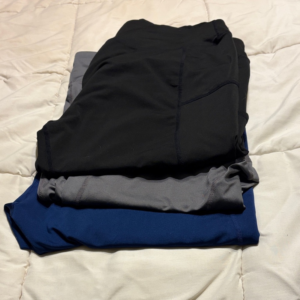 Amazon Womens Leggings Stack - Black, Gray & Blue